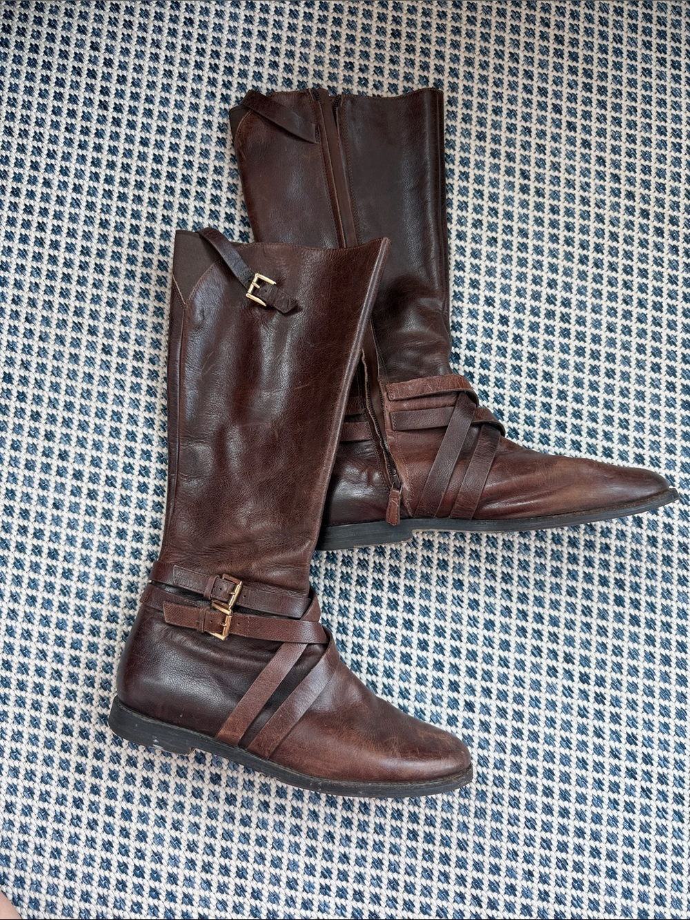 Cole Haan Dark Brown Leather Over-the-Knee Buckle Boots